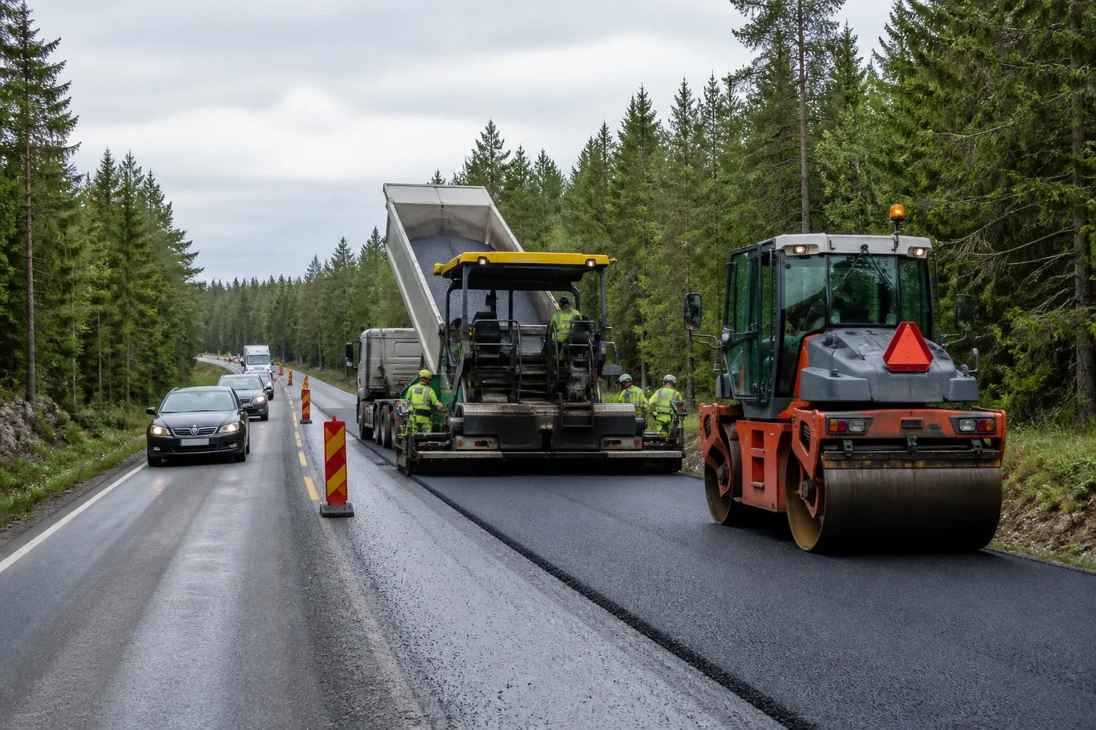 Redaktionell illustration till Asfaltering påverkar väg 26 i Värmland