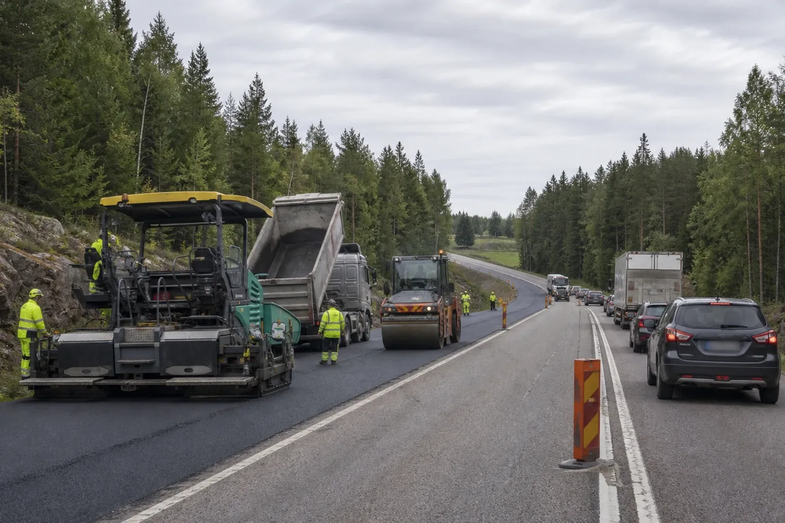 Redaktionell illustration till Asfalteringsarbete påverkar väg 26 i Värmland