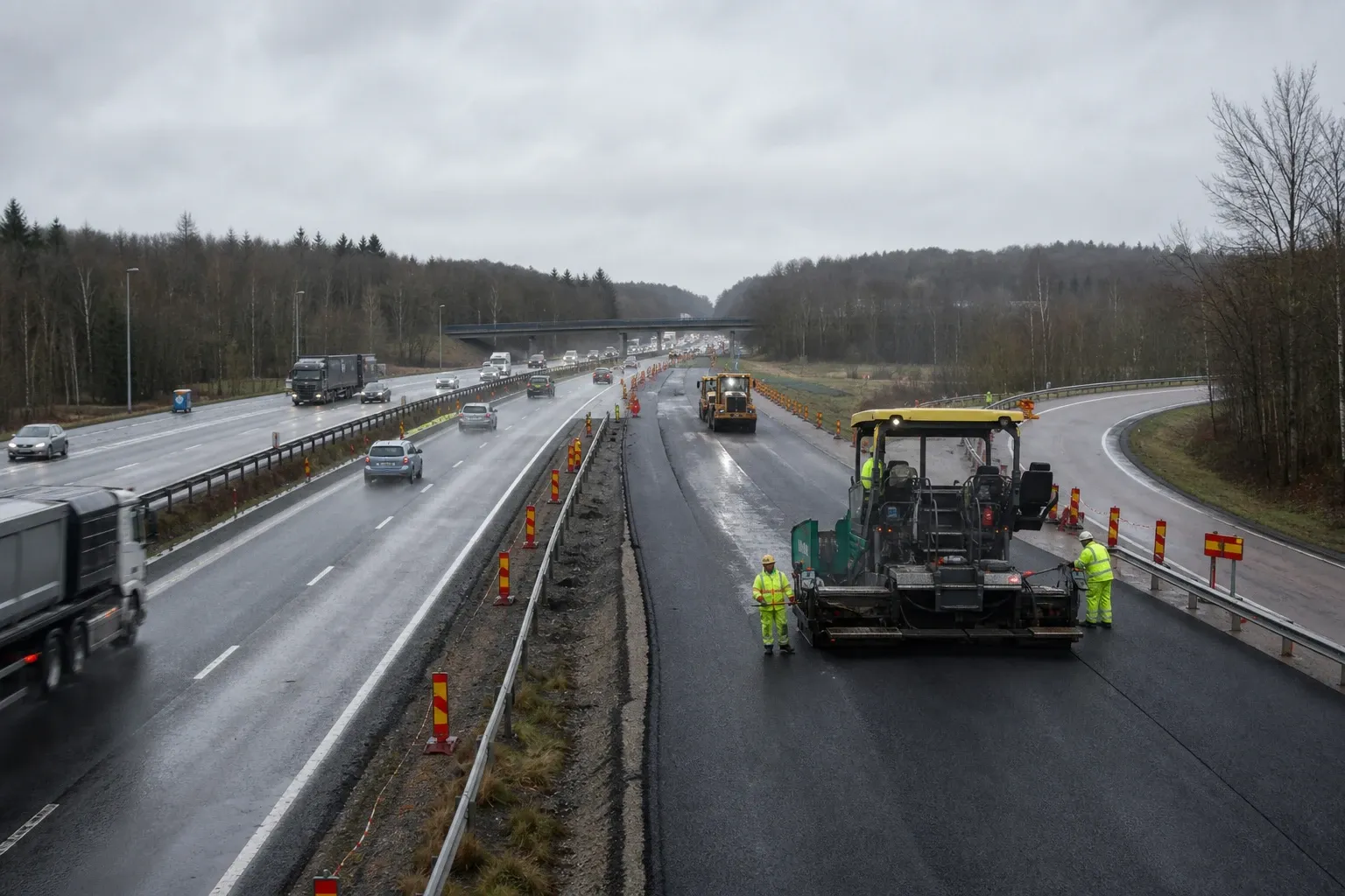 Redaktionell illustration till Avfart vid Kvibille avstängd för beläggningsarbete
