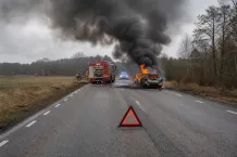 Redaktionell illustration till Fordonsbrand stänger väg 47 i Kalmar län