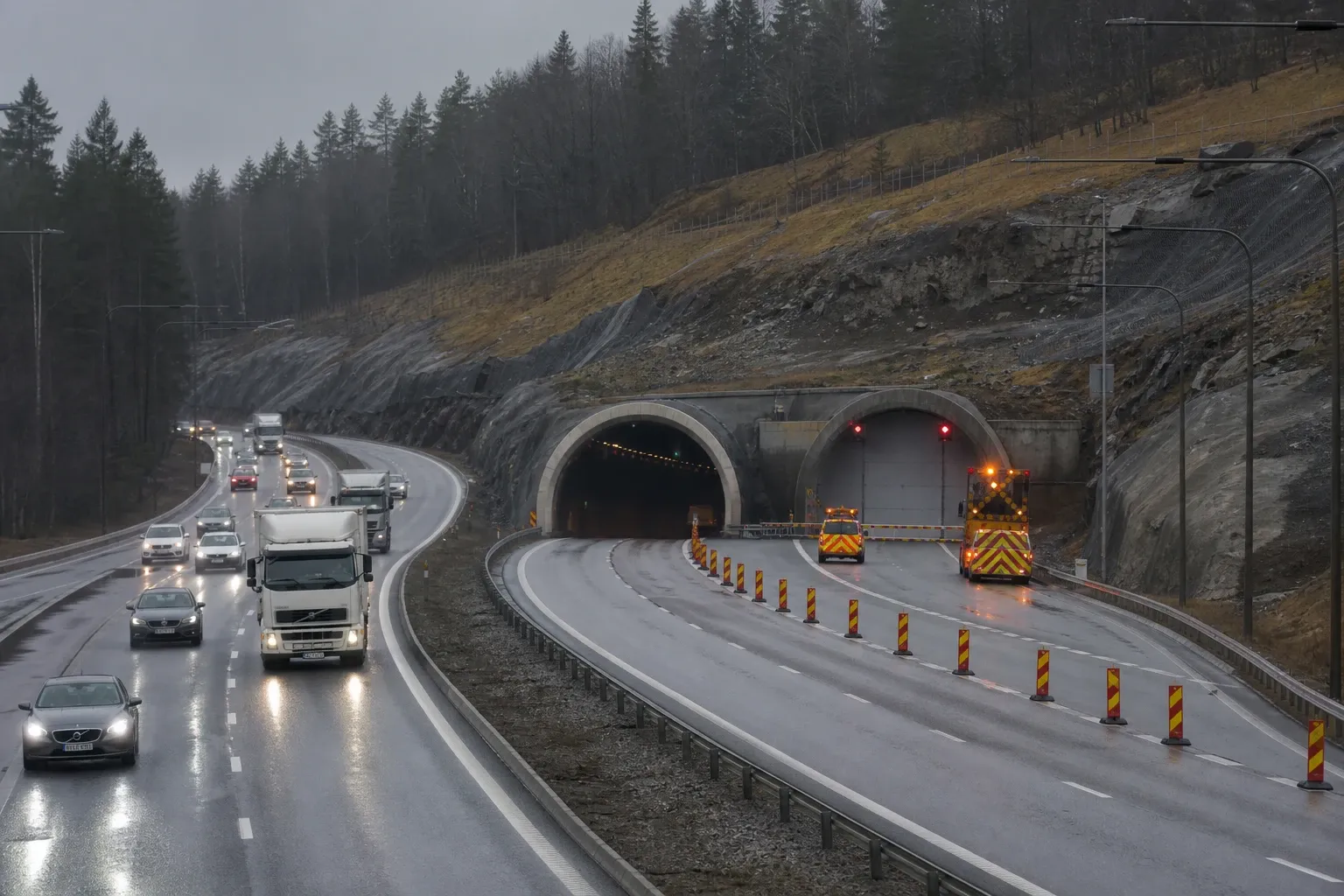 Redaktionell illustration till Södergående tunnelrör stängs i Gnistängstunneln