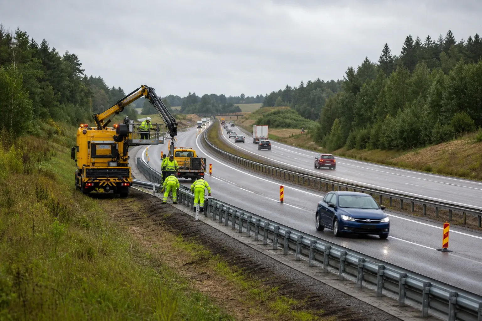 Redaktionell illustration till Räckesarbeten påverkar E18 mot Västerås