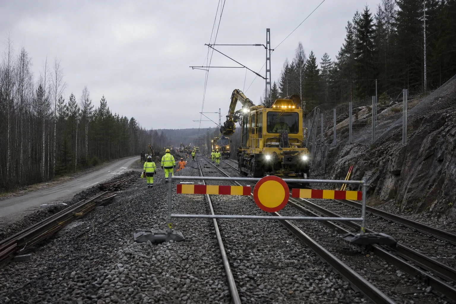 Redaktionell illustration till Spår stängt vid Saunakallio under banarbeten