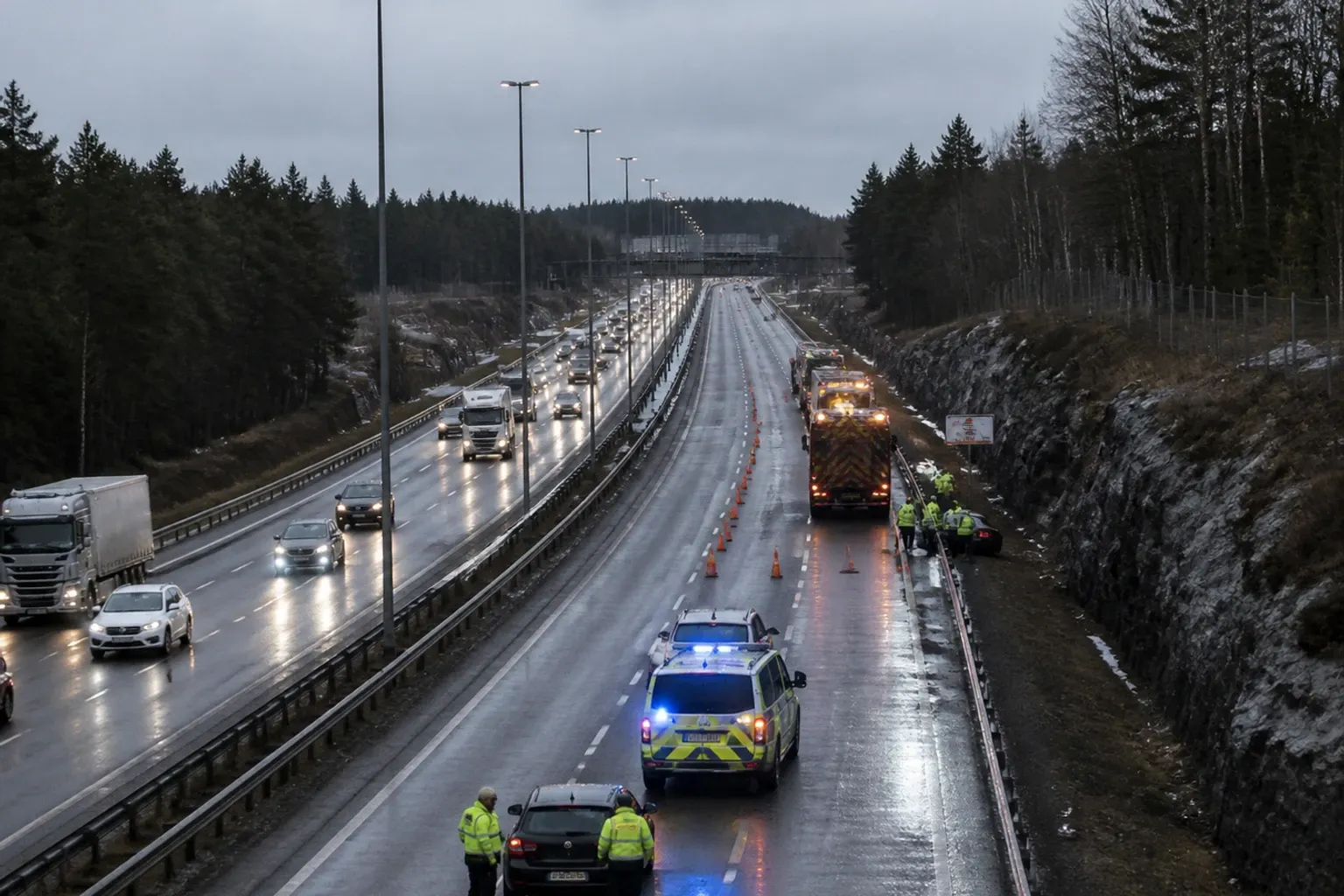 Redaktionell illustration till Trafikavvikelse på E18 mot Norrtälje