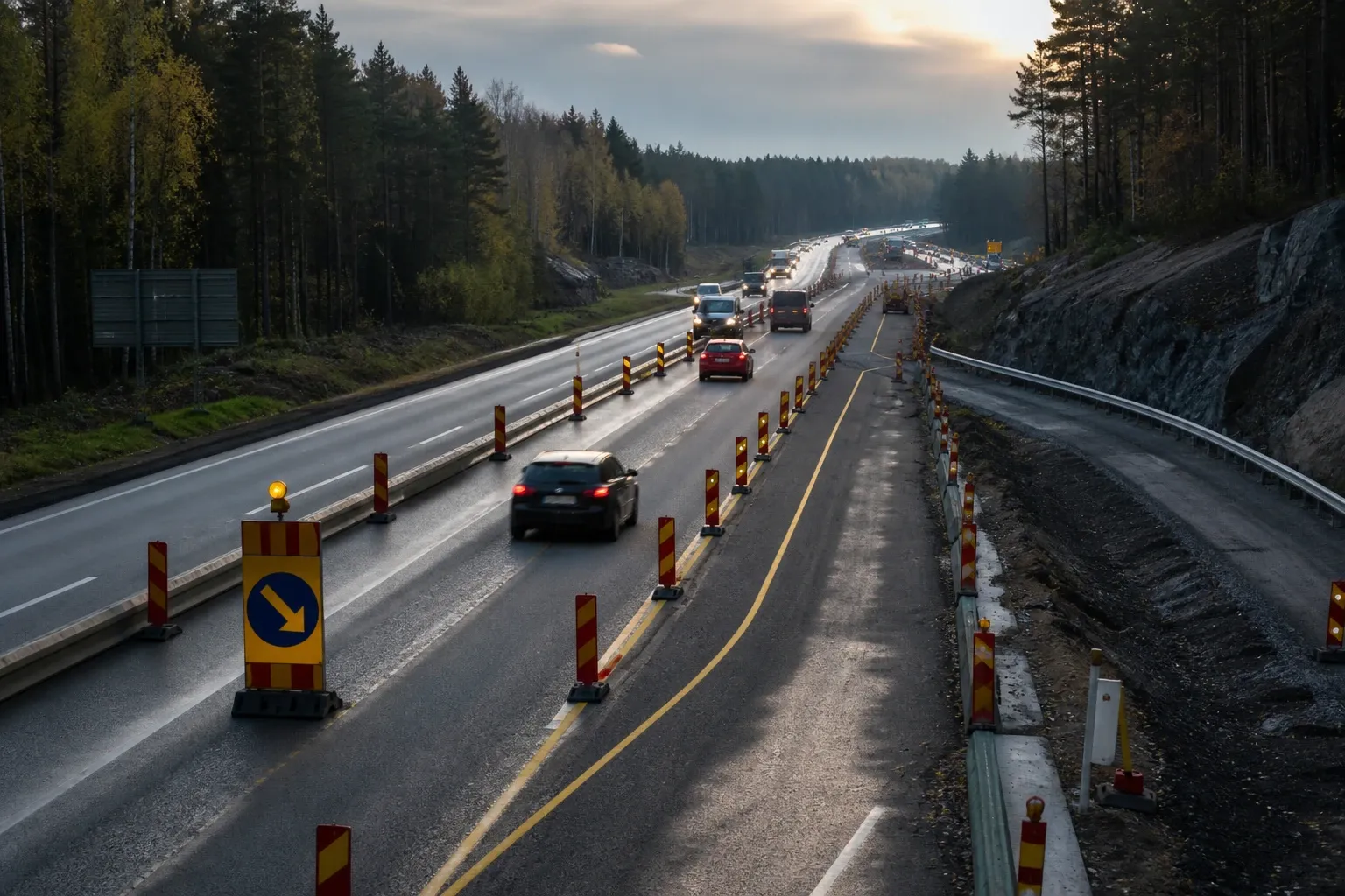 Redaktionell illustration till Trafikomläggning påverkar E4 mot Stockholm