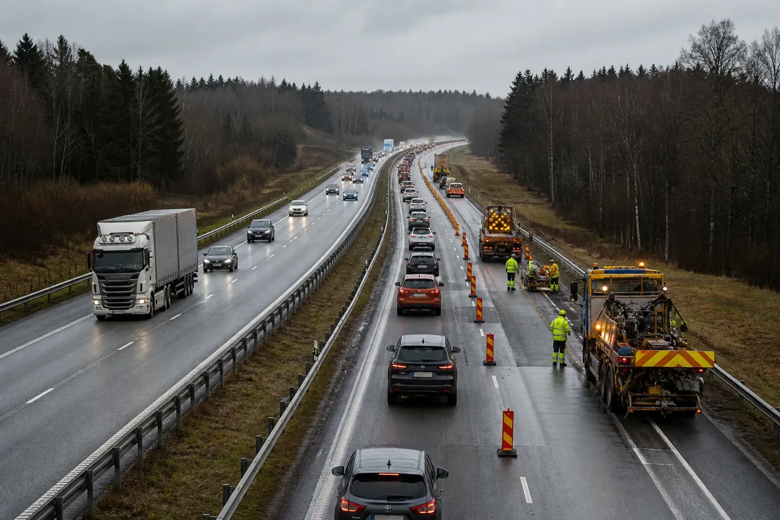Redaktionell illustration till Underhållsarbete påverkar E45 vid Sjuntorpsmotet