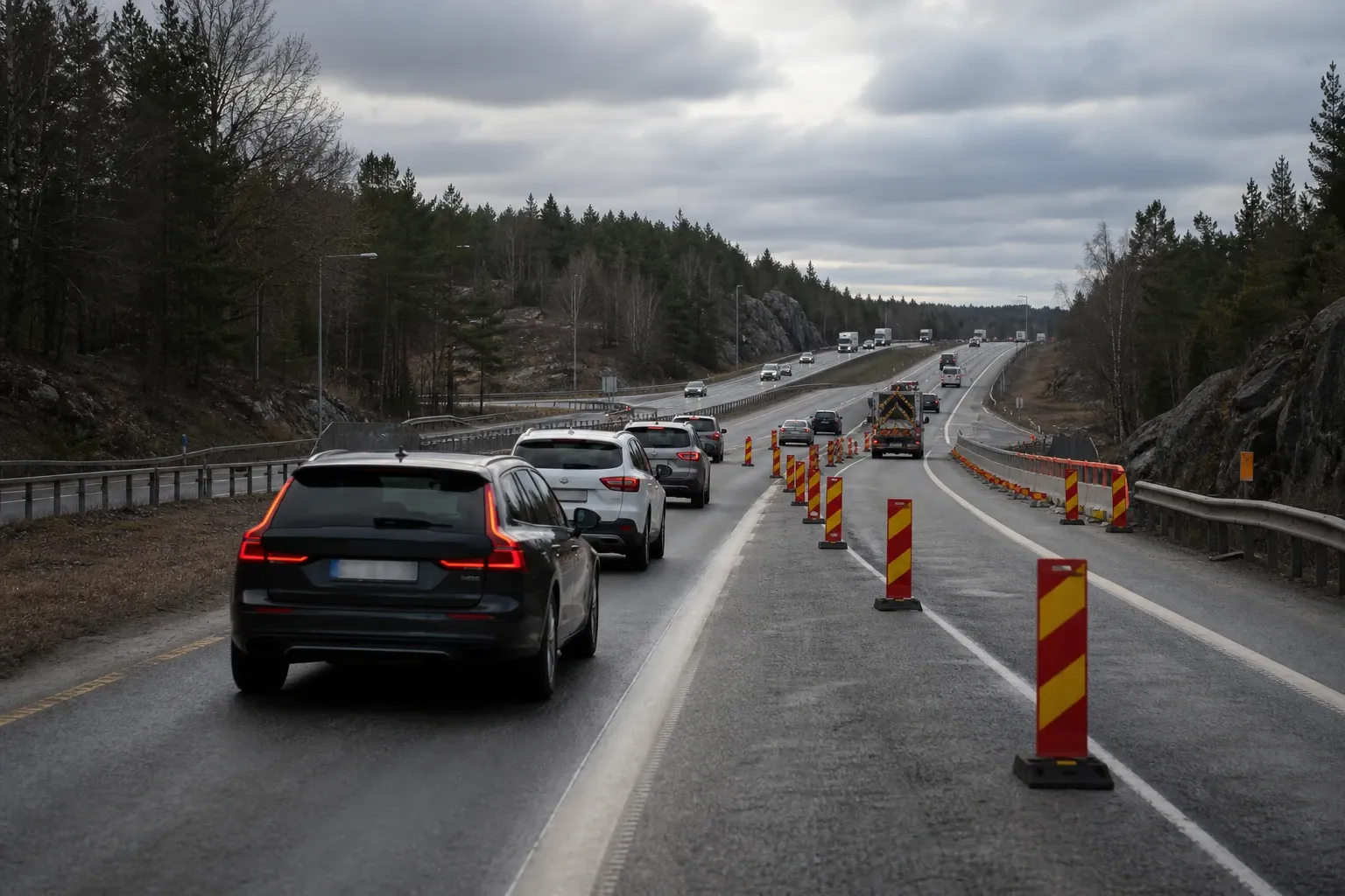 Redaktionell illustration till Körfält avstängt på E18 mot Norrtälje