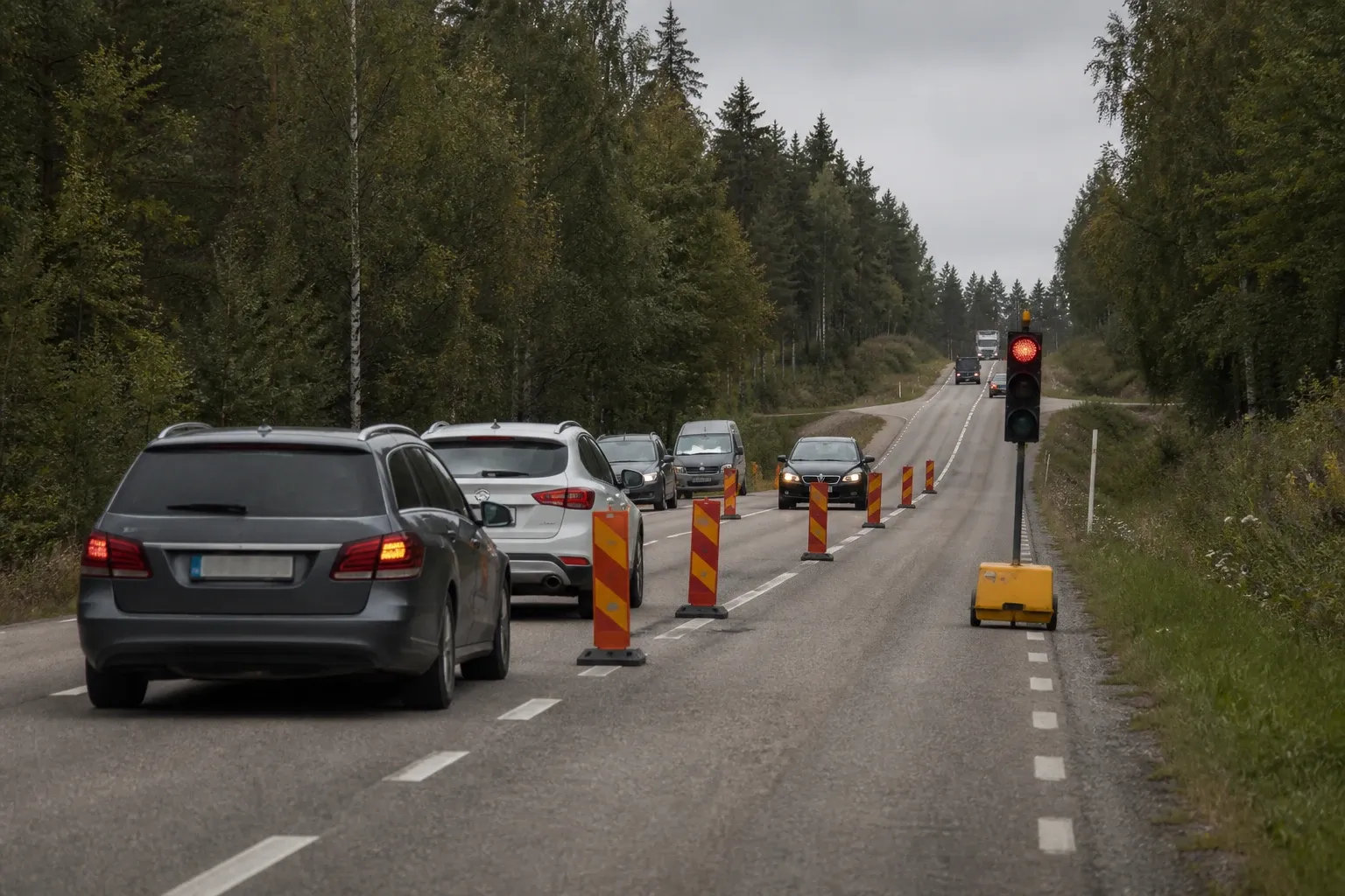 Redaktionell illustration till Växelvis trafik på väg 55 i Uppsala län
