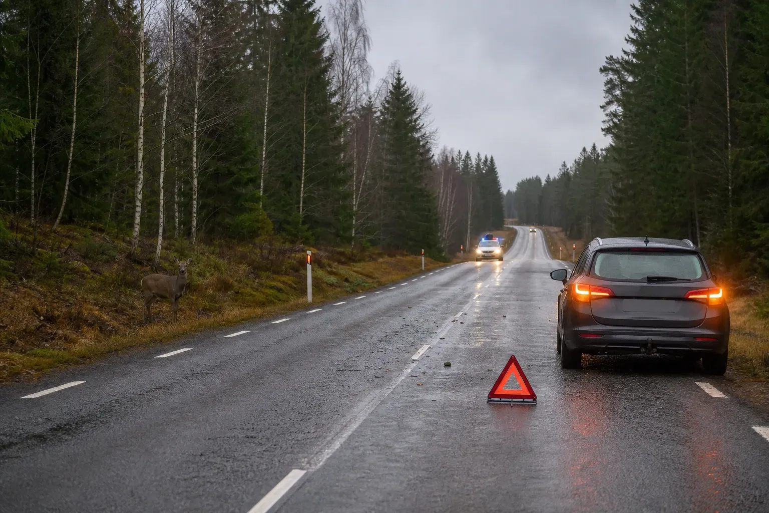 Redaktionell illustration till Viltolycka på väg 23 norr om Älmhult
